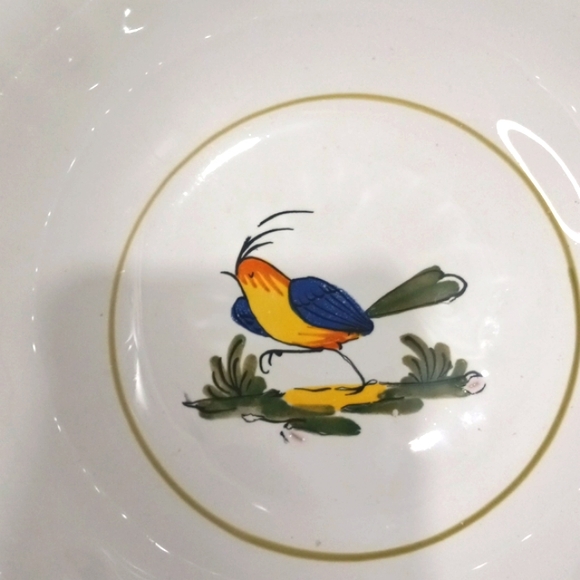 Mancer Bowl on Stand, Hand Painted Made in Italy, 8"x 18" around - Picture 2 of 8